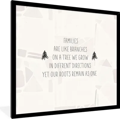 Produktbild von MuchoWow® Gerahmtes Poster Zitate - Familie - Sprichwörter - Familien sind wie Äste an einem Baum 40x40 cm - Poster mit Schwarzem Bilderrahmen Wandposter Rahmen Foto Bilder - Mit Rahmen - Wanddekoration Schlafzimmer