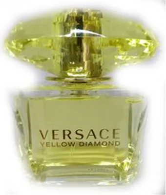 A bottle of Versace Yellow Diamond perfume.