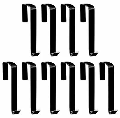 Immagine prodotto di 10 ganci per porta in metallo, neri, per porte di 4,5 cm di spessore, a forma di "Z", salvaspazio