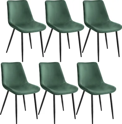 Image de Lot de chaises de salle à manger Monroe aspect velours - vert foncé, Lot de 6