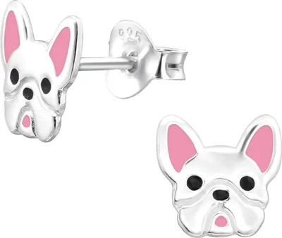 Produktbild von Hunde Ohrringe Ohrstecker 925 Sterling Silber mit französischer Bulldogge