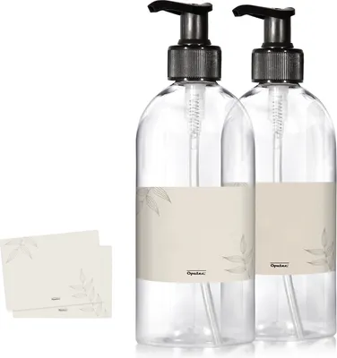 Image de 2 flacons distributeurs de savon de 500 ml, plastique transparent