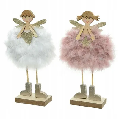 Imagen del producto de Figura navideña de ángel sobre pedestal, 23 cm