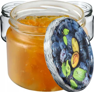 Produktbild von KADAX Einmachgläser mit Deckel "Sonka", Marmeladengläser, Einweckgläser, 330 ml, Pflaumendeckel , 20 Stück