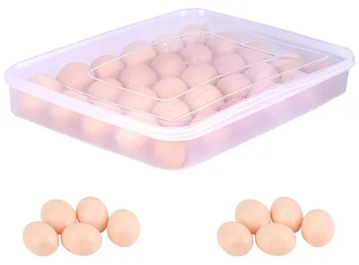 Produktbild von Omgoods - Eierbehälter mit Deckel - Transparente Eierbox - Für 30 Eier - Tragbarer Aufbewahrungsbehälter - Staubdicht - 34,5 x 26 x 4 cm - Eierbehälter