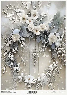 Produktbild von ITD Reispapier Decoupage Bastelpapier Serviettentechnik-R2338 Blumengirlanden