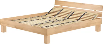 Produktbild von Doppelbett Überlänge Kingsize 180x220 Buche Massivholz natur Zubehör wählbar V-60.80-18-220 Federholzrahmen inkl.
