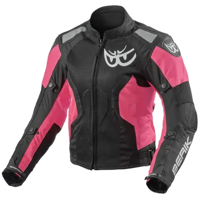 Produktbild von Berik Vephe Damen Motorrad Textiljacke, schwarz/rosa, 48