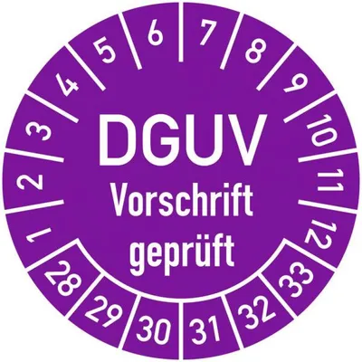 Produktbild von Dreifke® Prüfplakette DGUV Vorschrift , 2028-2033, Folie, Ø 25 mm, 10 ...