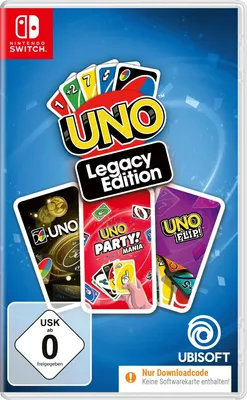 The image shows the packaging for the UNO Legacy Edition Nintendo Switch game.