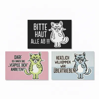 Produktbild von Schmutzfangmatte Miesekatze 60x40 cm Türmatte mit Katzenmotiv und Spruch Fußmatte Rutschfest Fußabtreter Matte