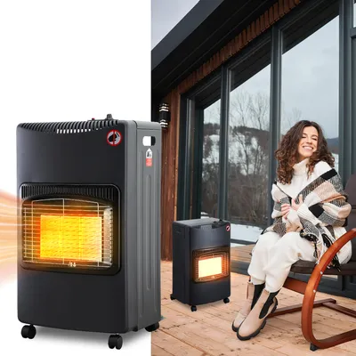 Image de Clanmacy Chauffage à gaz Chauffe-gaz Poêle à gaz Chauffage radiant 4.2 KW Cheminée à gaz incl. régulateur de pression + tuyau Chauffage radiant à gaz Bouteilles de butane ou de propane jusqu'à 10kg Noir