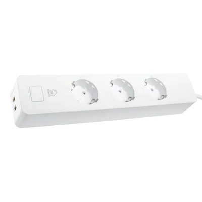 Zdjęcie produktu dla Deltaco SH-P03USB2, 3 x gniazdo sieciowe, Typu F, 1,5 m, Bezprzewodowy, Biały, Biały