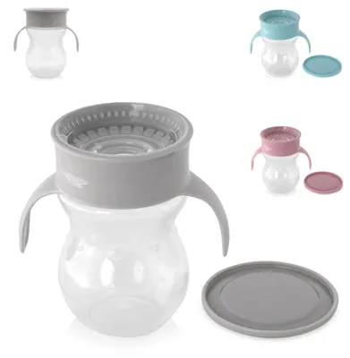 Image de Baby Care Gobelet anti-fuite 360 degrés 270ml Tasse à boire 12 mois et + gris