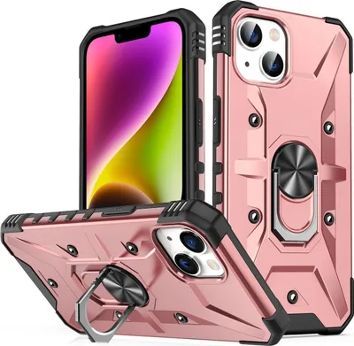 Produktbild von Mobigear Armor Ring iPhone 14 Hülle Hardcase Backcover Stoßfest mit Ringhalter - Roségold