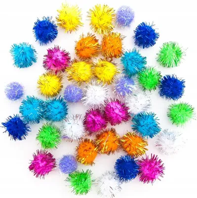 Produktbild von Metallisierte Polyester-Pompons-Mix, 40 Stk.