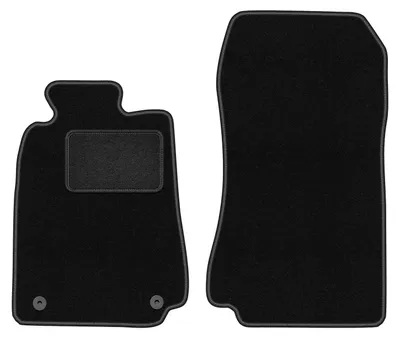 Produktbild von Velours-Fußmatten Vorne passend für Mercedes CLK W208 (Coupe, Bj. 1997-2003) –  schwarz, passgenau, mit Befestigungen set 2 Stk. - STANDARD