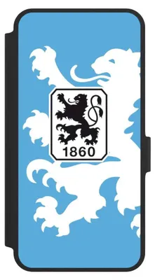 Produktbild von NIVOCASE Klapphülle für Samsung Galaxy A36 5G  Handyhülle aus Kunst Leder NIVOflip schwarz Offizielles Lizenzprodukt TSV 1860 München Wappen