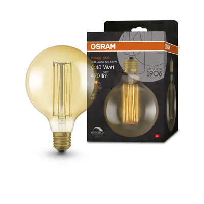Produktbild von Ledvance OSRAM Vintage 1906 - Glühbirne mit LED-Filament - Form: Kugel - klar Finish - E27 - 5.8 W (Entsprechung 40 W)