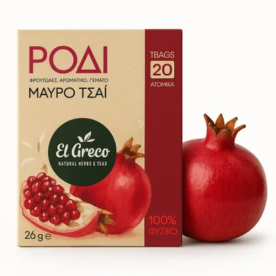 Produktbild von El Greco Schwarzer Tee mit Granatapfel 26 g – 20 Teebeutel
