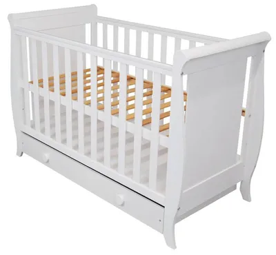 Productafbeelding van Babybed Misza Premium met lade, 120x60 cm, kleur wit + bijtringen