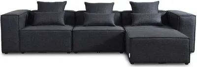 Image de HOME DELUXE - Canapé Verona - Anthracite, taille : L - env. 327 x 70 x 207 cm, hauteur d'assise : 46 cm, profondeur d'assise : 80 cm, coussins inclus I Canapé modulaire Canapé d'angle Canapé panoramique