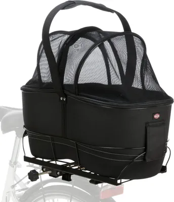 Produktbild von TRIXIE Hundefahrradkorb mit Netzhaube für lange Gepäckträger - schwarz - 29 × 49 × 60 cm