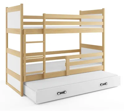 Produktbild von BMS Etagenbett für Kinder Rico Kiefer Weiß 3 Schlafplätze
