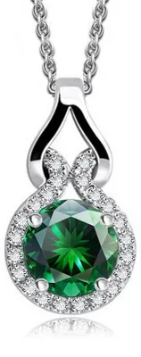 Produktbild von Crystalline Azuria Halskette Anhänger mit Rund Grüner simulierter Smaragd Zirkon