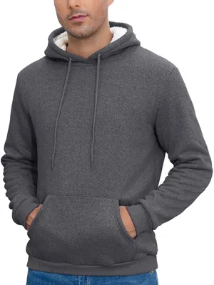 Productafbeelding van Fleece Hoodie voor Mannen, Warme Thermische Pullover met Kangoeroezak