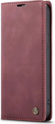 Produktbild von König Design Hülle kompatibel mit Apple iPhone 15 Plus Kunstleder Handyhülle - Handy Case Weinrot