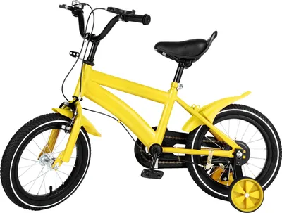 Immagine prodotto di bicicletta per bambini da 14 pollici, sedile regolabile, doppio freno, giallo