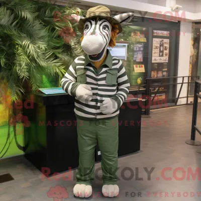 Produktbild von Waldgrünes REDBROKOLY Zebra-Maskottchenkostüm mit Cargohose und Hut