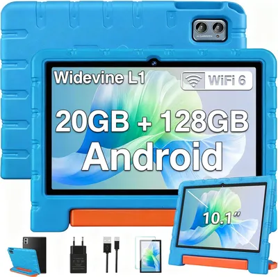 Produktbild von 10 Zoll Kinder Tablet Android 14, 20GB RAM 128GB ROM bis 1TB, Octa Core, WiFi 6, Widevine L1, 6000mAh Akku, BT 5.0, Kindersicherung