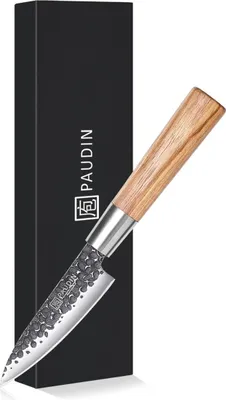Produktbild von PAUDIN HB9 Schälmesser 9 cm - Hochwertiges Küchenmesser aus hochlegiertem Stahl - Ergonomischer Griff aus Zebranoholz - Ideal für Gemüse und Obst