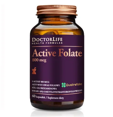 Zdjęcie produktu dla Doctor Life Active Folate aktywny kwas foliowy 800mcg, 60 kapsułek
