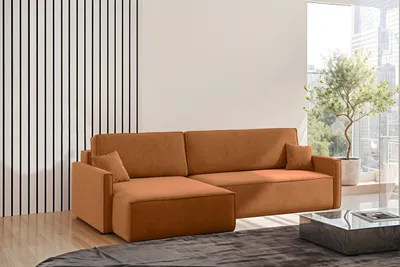 Zdjęcie produktu dla Sofa w kształcie litery L Carlos z Funkcją Spania i Pojemnikiem na Pościel Tkanina Salvador Brązowy Lewy