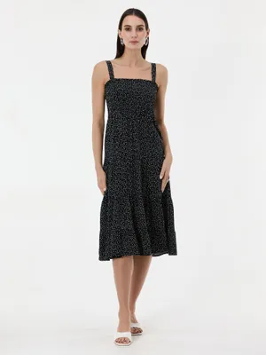 Produktbild von Orsay Schwarzes gepunktetes Damen-Midikleid S