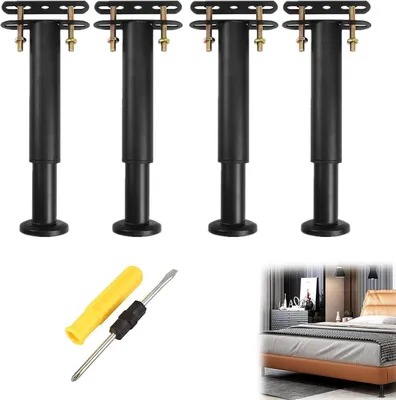 Obrázok produktu pre Nastaviteľné nožičky na nábytok, sada 4 kusov, výška 25-42 cm, čierna farba