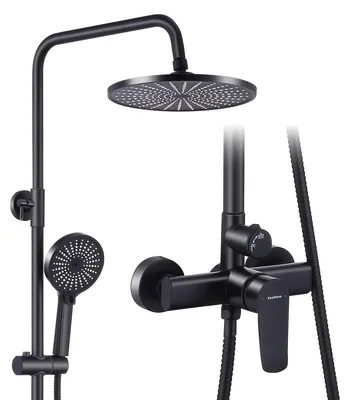 Produktbild von Duschsystem Regenduschkopf Duschstange - 26 cm Regenduschkopf - Verstellbare Duschstange - Edelstahl - Chrom