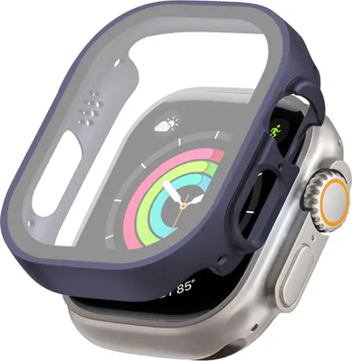 Produktbild von 360 Grad Smartwatch Hülle für Apple Watch Ultra Series 1 / 2 / 3 49 mm mit Displayschutz Case Watch Cover Bumper Rundum Schutzhülle Uhr Bildschirmschutz Dunkelblau