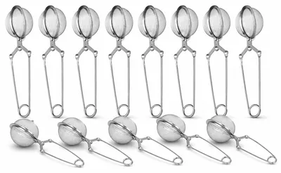 Immagine prodotto di Set di 14 pinze da tè in acciaio inox, confezione da 14 pinze da tè per foglie sfuse, uovo da tè a forma di palla, filtro da tè, colino da tè resistente e versatile, colino per tazze, uovo per spezie