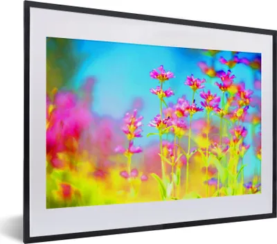 Produktbild von MuchoWow® MuchoWow® Gerahmtes Poster Blumen - Kunst - Psychedelisch 40x30 cm - Poster mit zchwarzem Bilderrahmen - Bilderrahmen - Poster im Rahmen