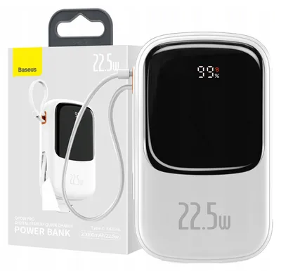 Obrázek produktu pro Baseus Powerbank Capacious 20000Mah 22,5W Qc/Pd/Scp/Fcp + kabel Usb-C Bílá