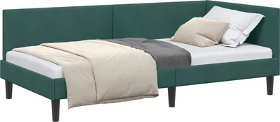 Obrázek produktu pro vidaXL Rohový rám postele s čelem tmavě zelený 90 cm x 200 cm sametový
