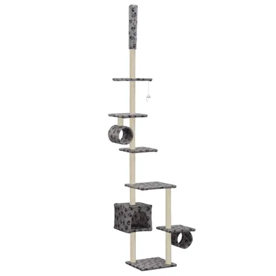 Zdjęcie produktu dla vidaXL Drapak dla kota z sizalowym drapakiem 260 cm Szary odcisk łapy