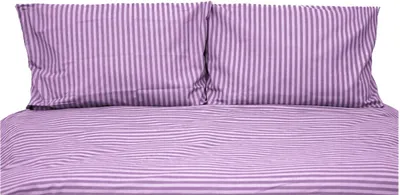 Produktbild von Gestreifte Bettwäsche mit Reißverschluss 220x200 cm, 2x Kissenbezug 80x80 cm Lila