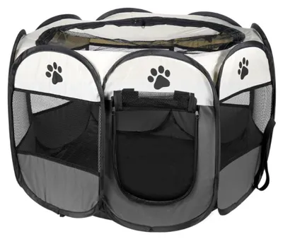 Produktbild von Hunde-/Katzenlaufstall 74x74x43cm - grau