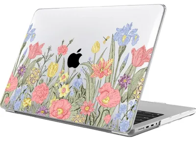 Image de Coque pour MacBook Air 13 Pouces M5 M4 M3 M2 2026 2025 2024 2022, Protection Rigide Légère Antidérapante Motif Jardin Fleur