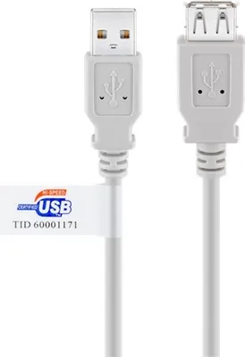 Produktbild von Goobay 68916 USB 2.0 Hi-Speed Verlängerungskabel mit USB Zertifikat, Grau, 5 m - USB 2.0-Stecker (Typ A) > USB 2.0-Buchse (Typ A)